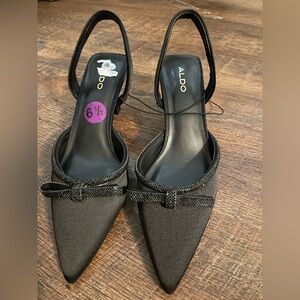 Aldo Black Bow Slingback Heels